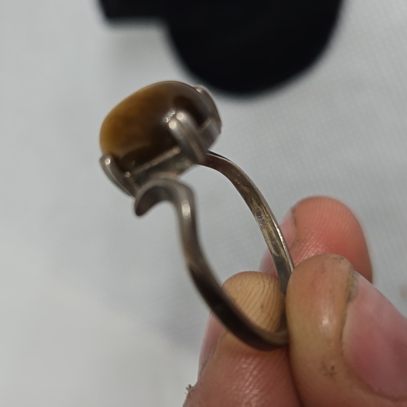 Tigereye Vintage Sterling Silver Ring Sz 7.5 - Picture 3 of 4